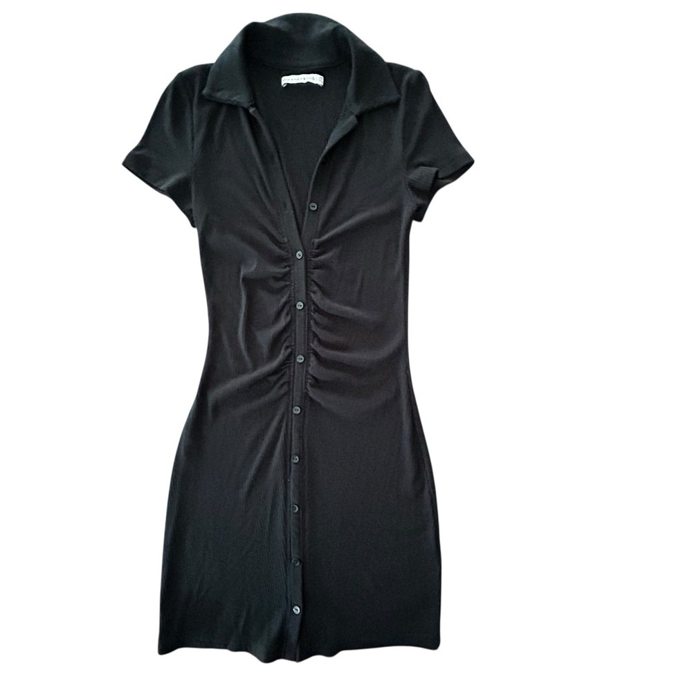 ABERCROMBIE & FITCH Y2K Black Henley Shirt DRESS XS Polo Bella Mini Preppy